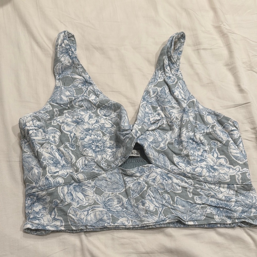 Abercrombie & Fitch Blue Floral Tank Top